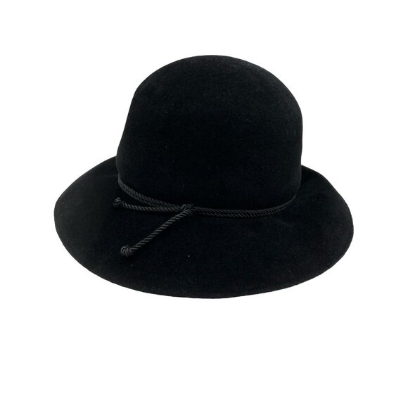 Vintage Patricia Underwood fur Felt hat fedora high Crown Runway Black